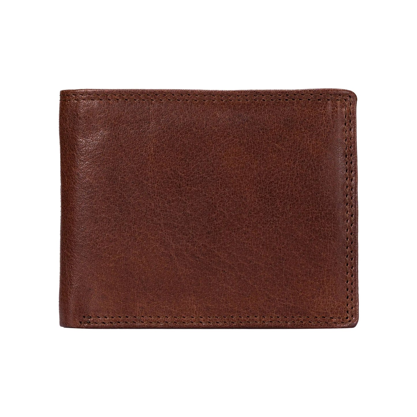Bifold Wallet with Side Flap in Brown Vintage Leather