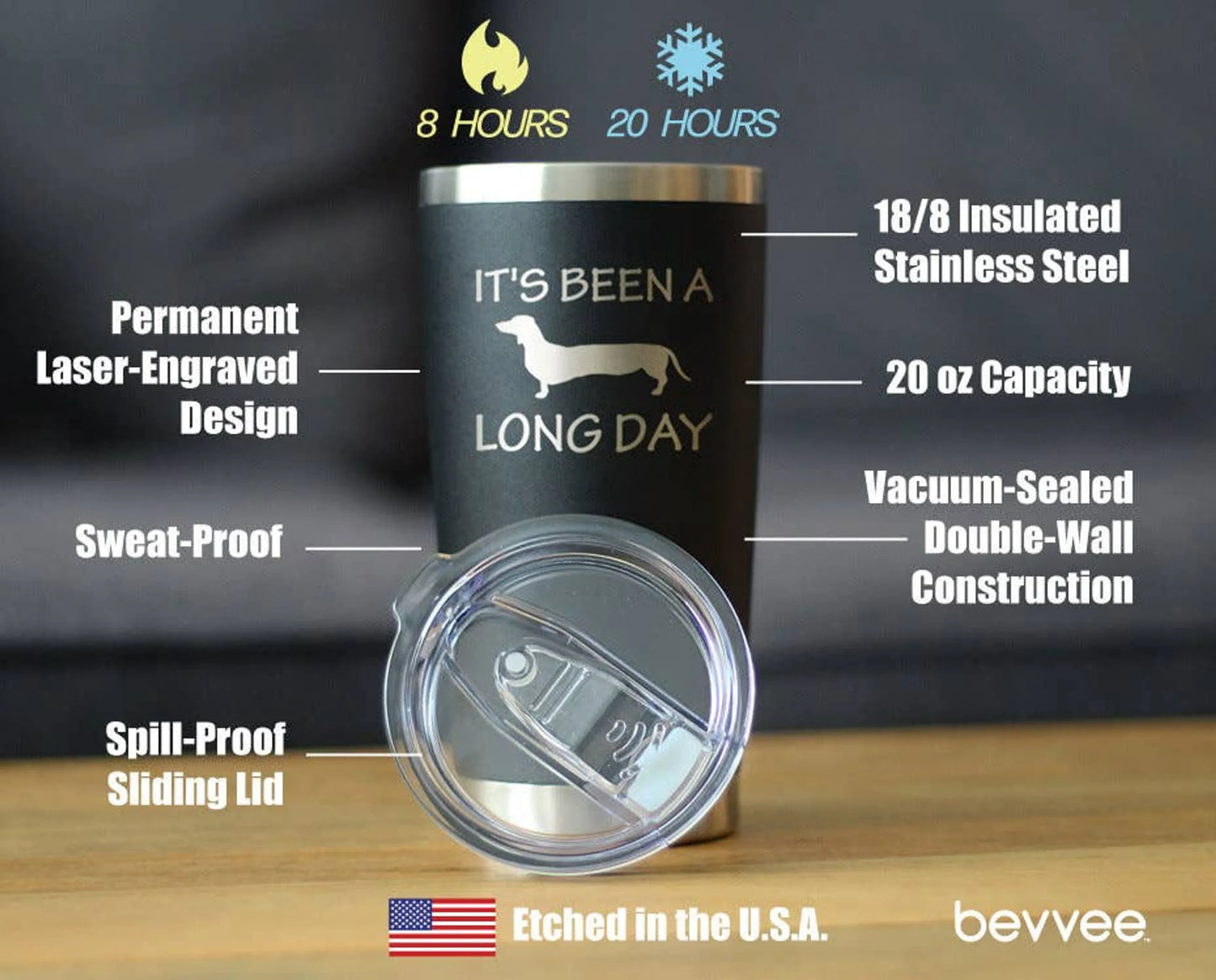 Long Day Insulated Travel Tumbler - Dachshund Gifts