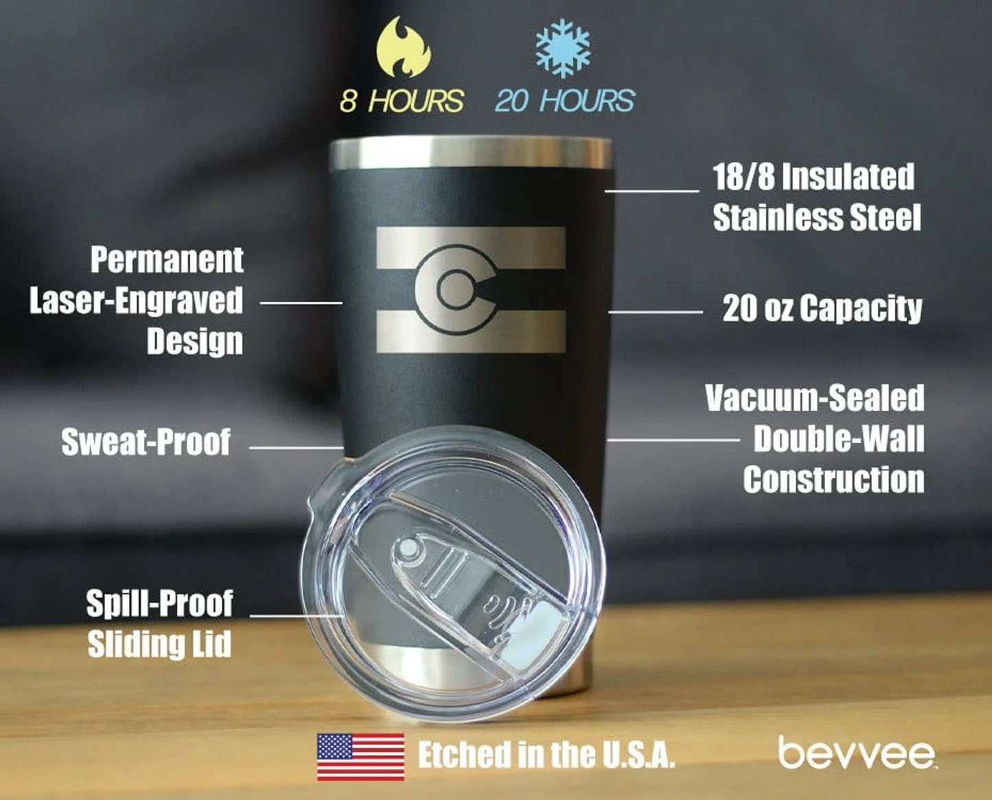 Colorado Flag Insulated Travel Tumbler - Coloradans Gifts