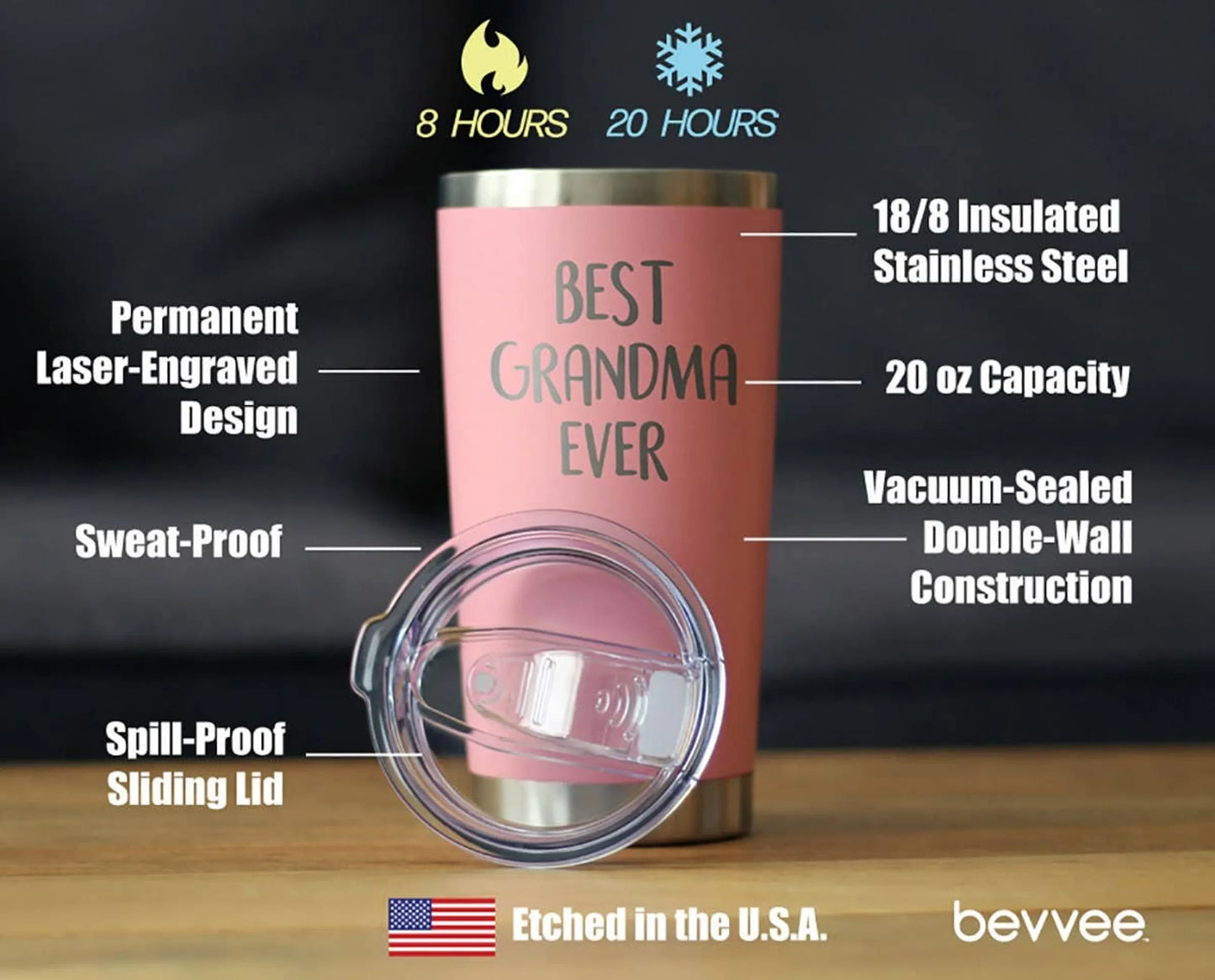 Best Grandma Ever Insulated Travel Tumbler Mothers Day Gifts