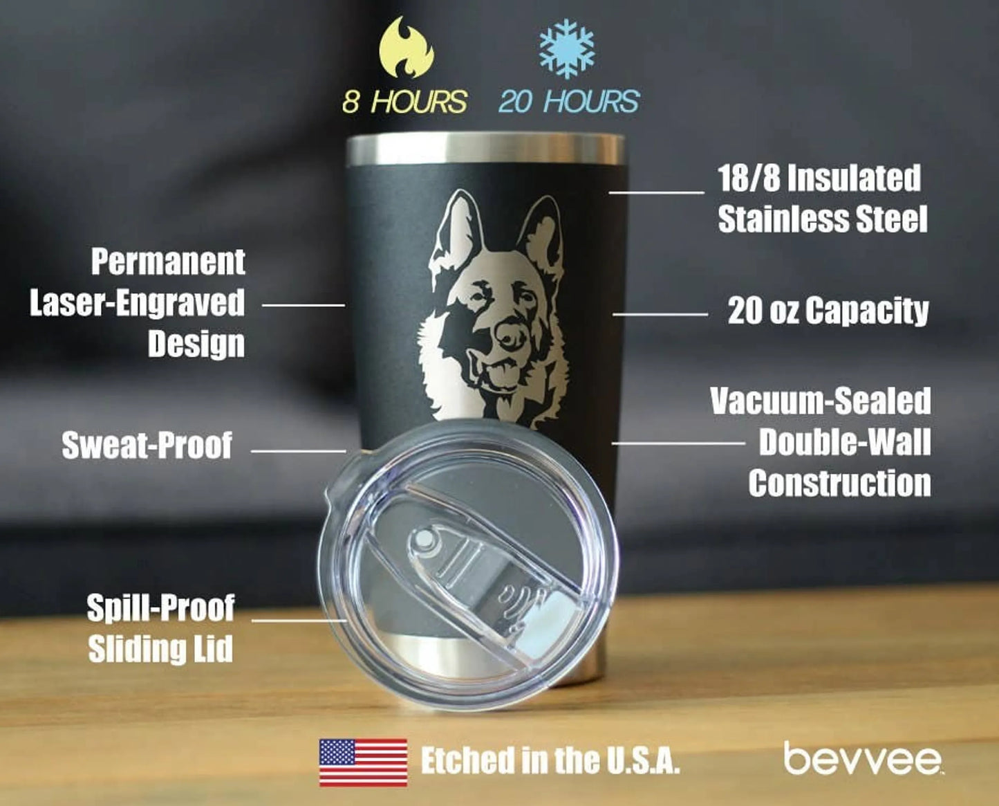 German Shepherd Insulated Travel Tumbler - Dog Gifts