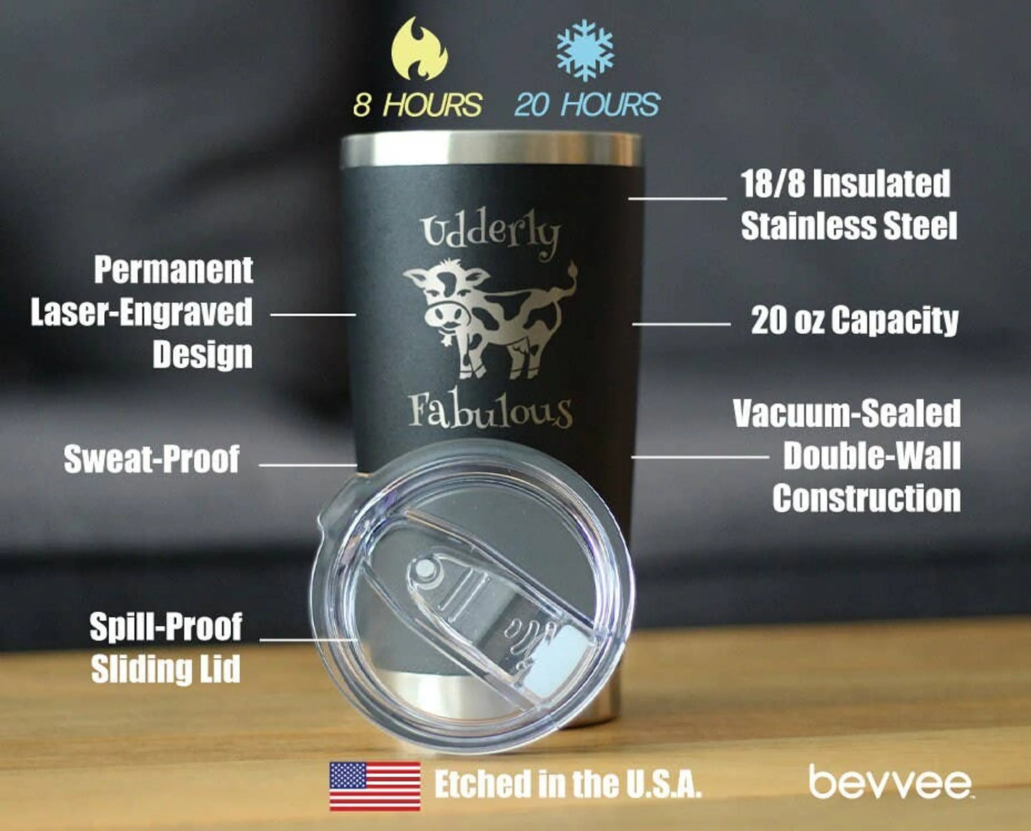 Udderly Fabulous Insulated Travel Tumbler - Cow Gifts