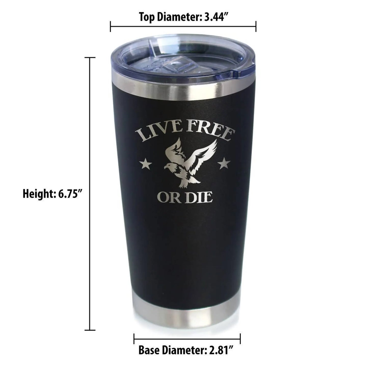 Live Free or Die Insulated Travel Tumbler - Patriotic Gifts