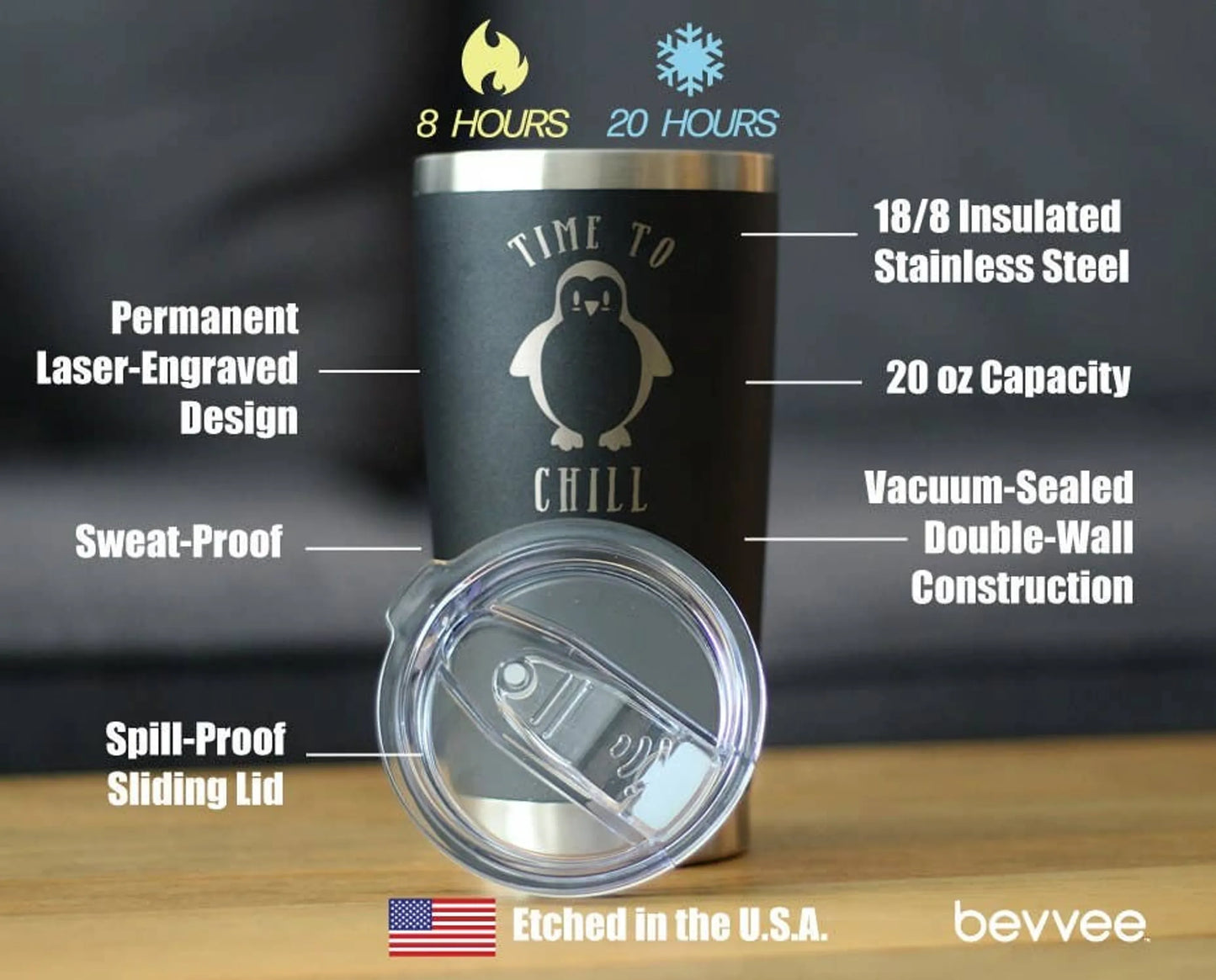 Time to Chill Insulated Travel Tumbler - Penguin Gifts