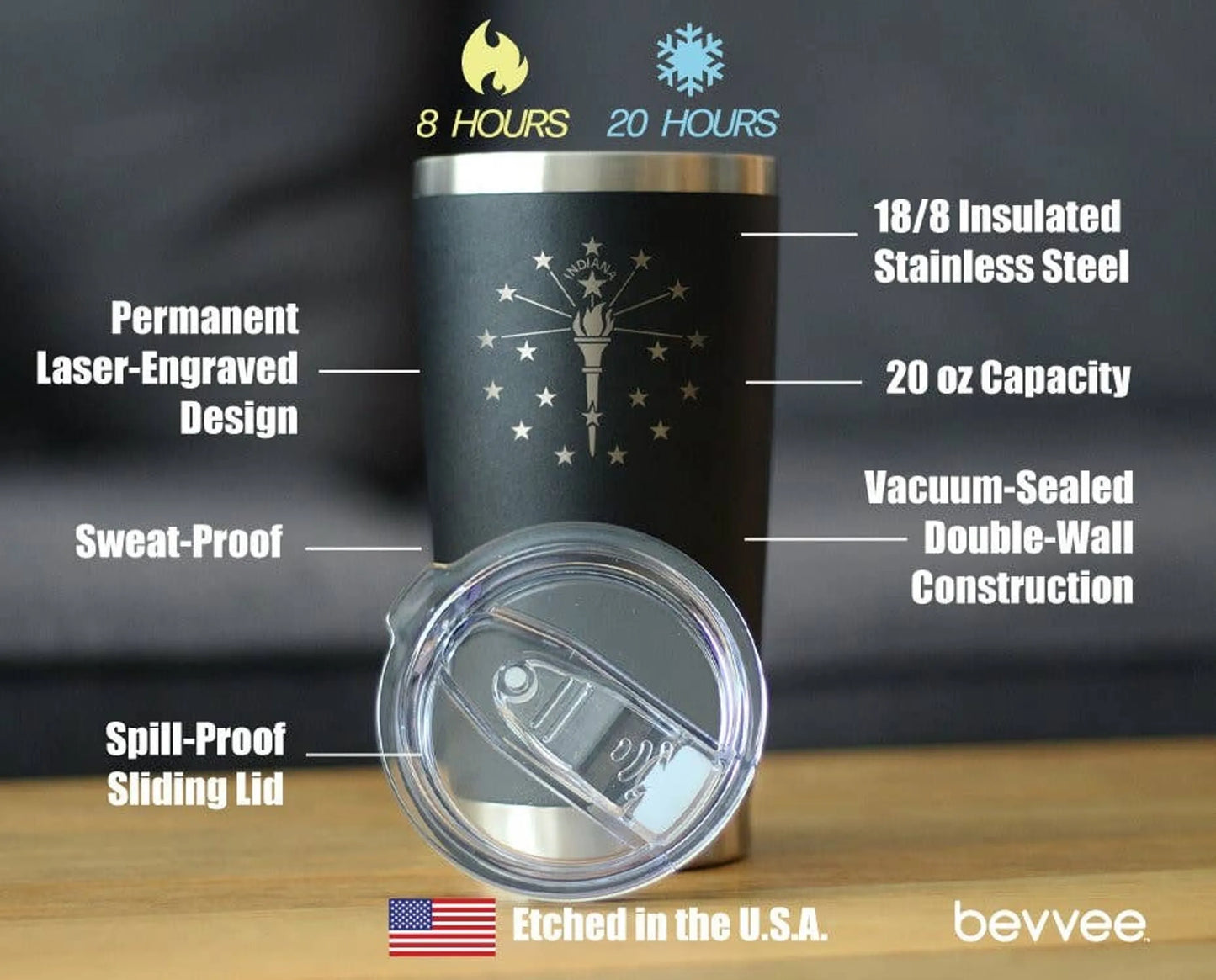 Flag of Indiana Insulated Travel Tumbler - Indianans Gifts
