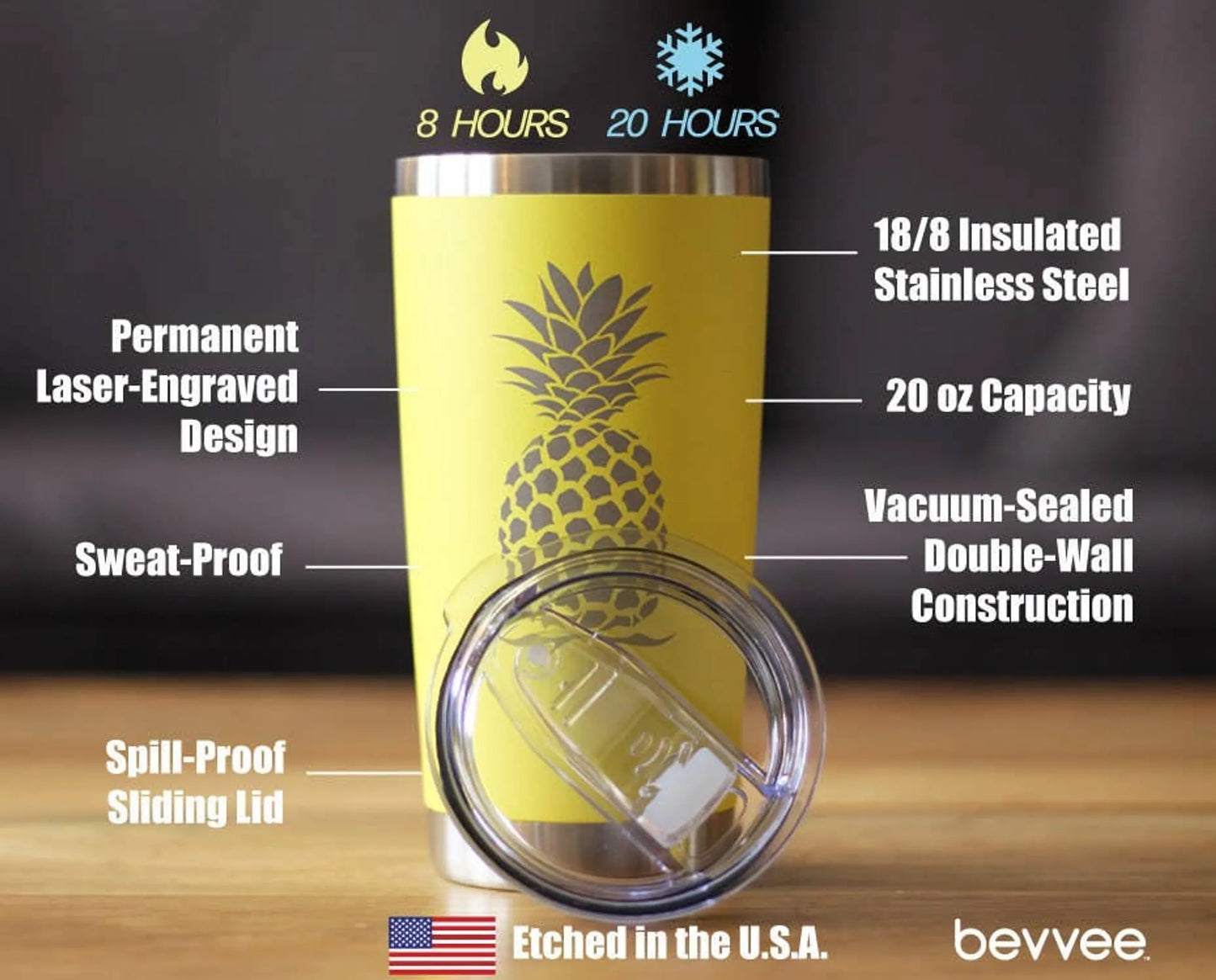 Pineapple Insulated Travel Tumbler - Tropical Gifts