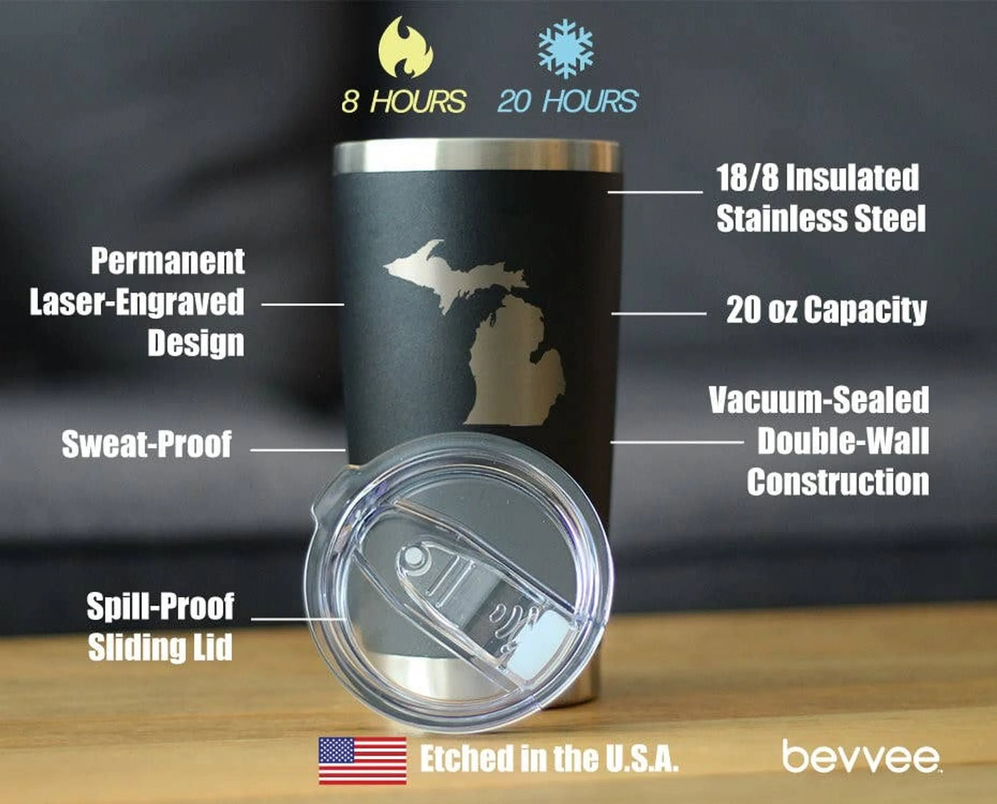 Michigan Insulated Travel Tumbler - Michiganders Gifts