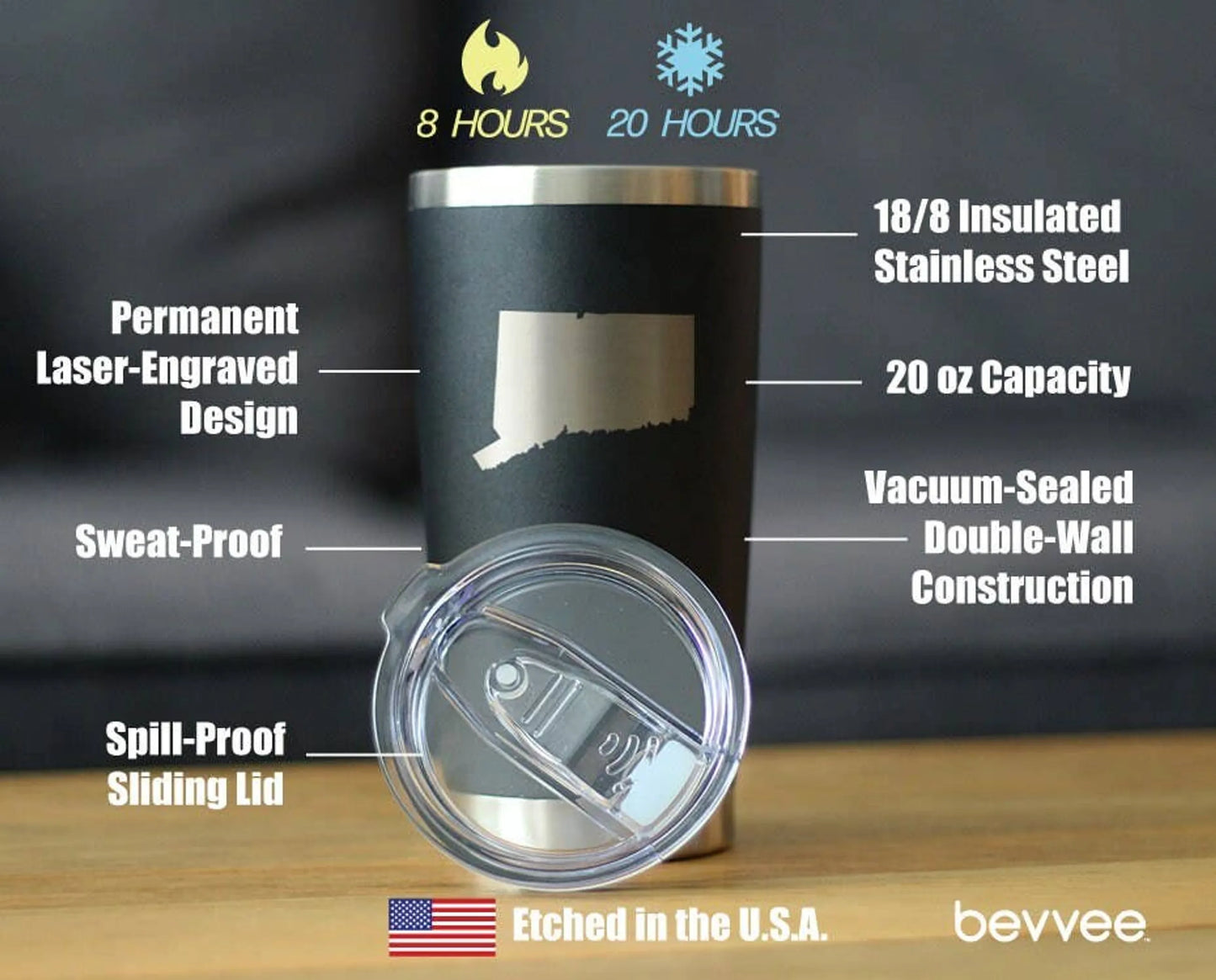 Connecticut Insulated Travel Tumbler - Nutmeggers Gifts