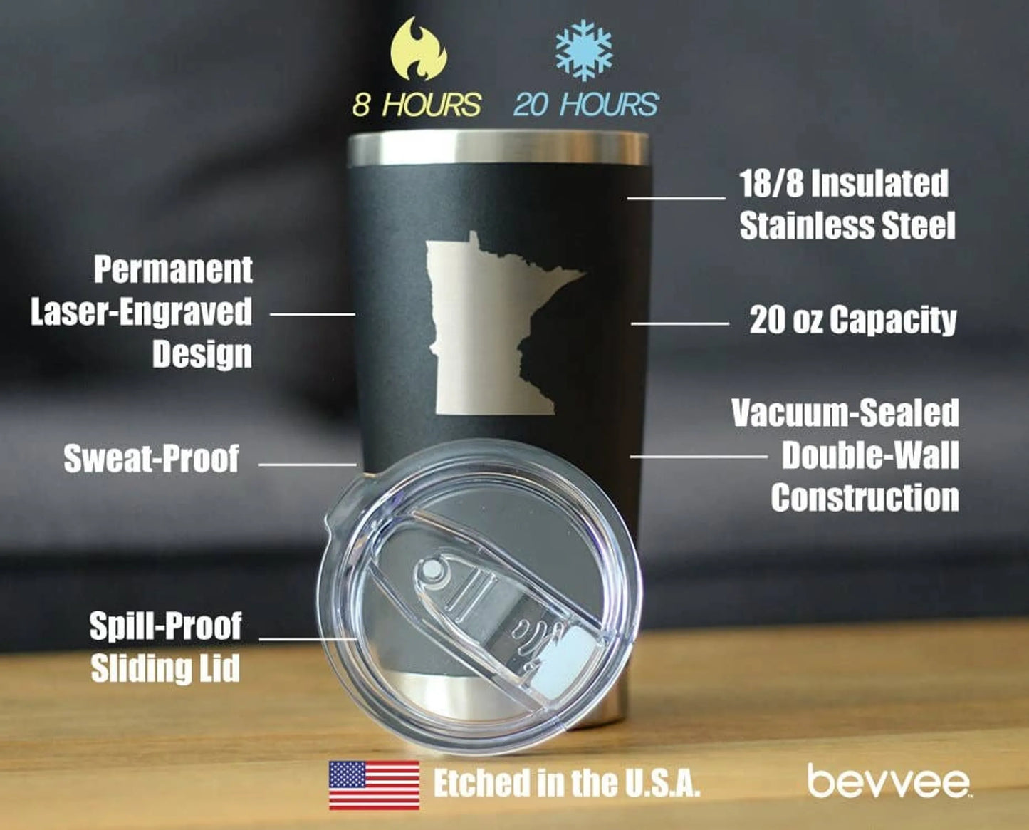 Minnesota Insulated Travel Tumbler - Minnesotans Gifts