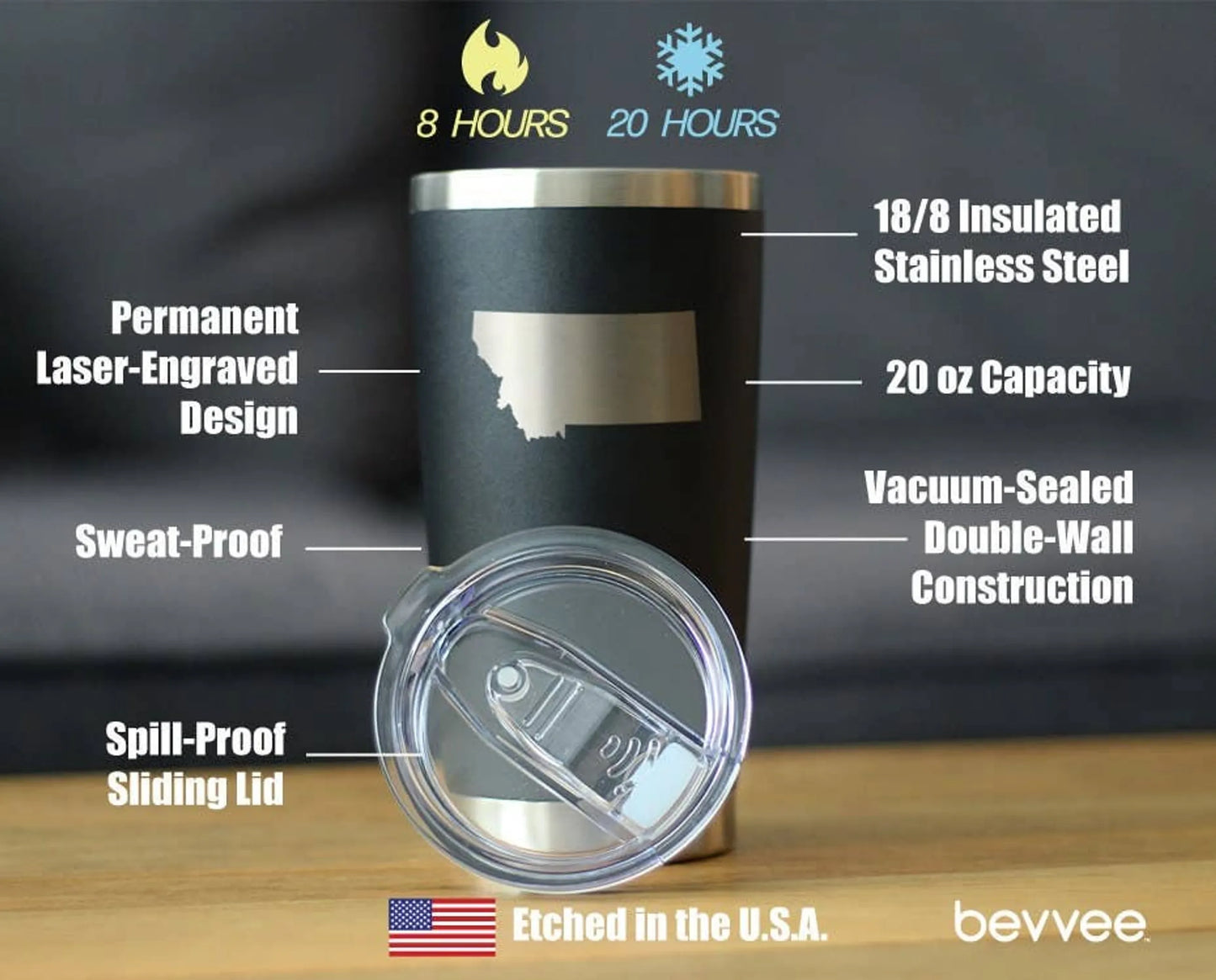Montana Outline Insulated Travel Tumbler - Montanans Gifts