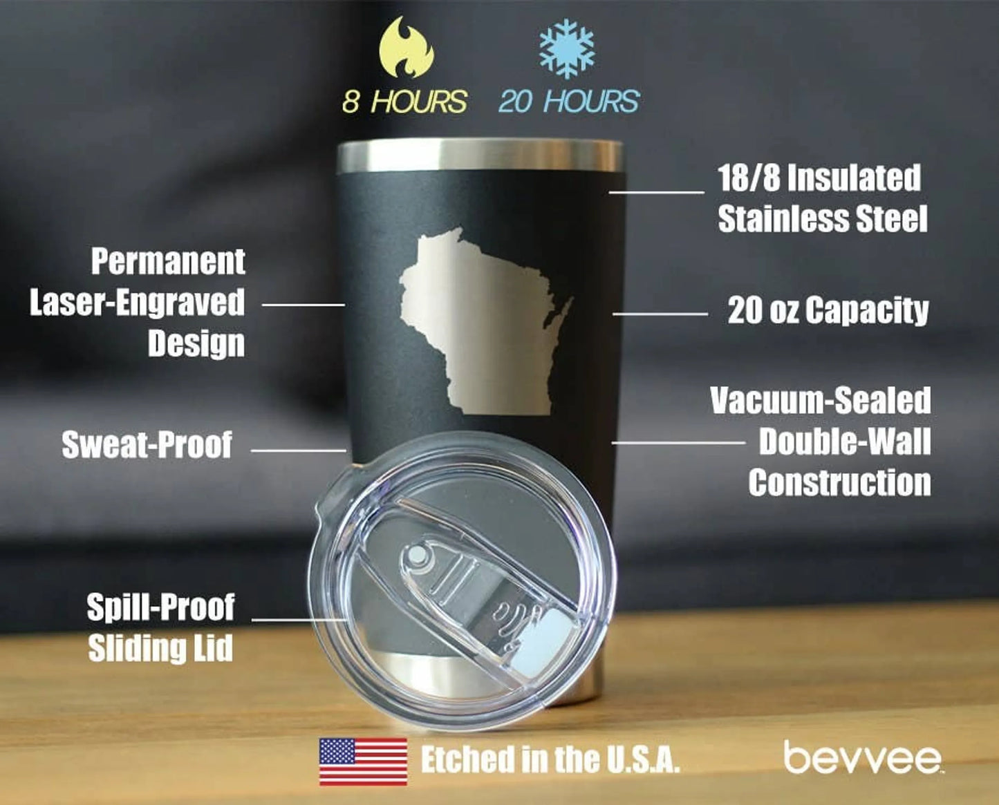 Wisconsin Insulated Travel Tumbler - Cheesehead Gifts