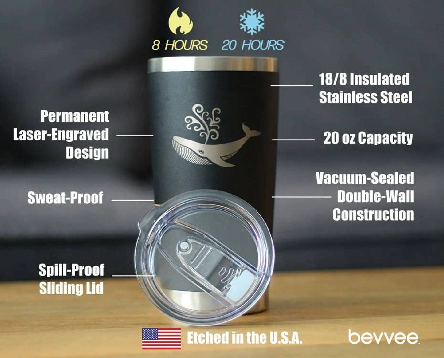 Whale Insulated Travel Tumbler - Ocean Beach Gifts and Decor