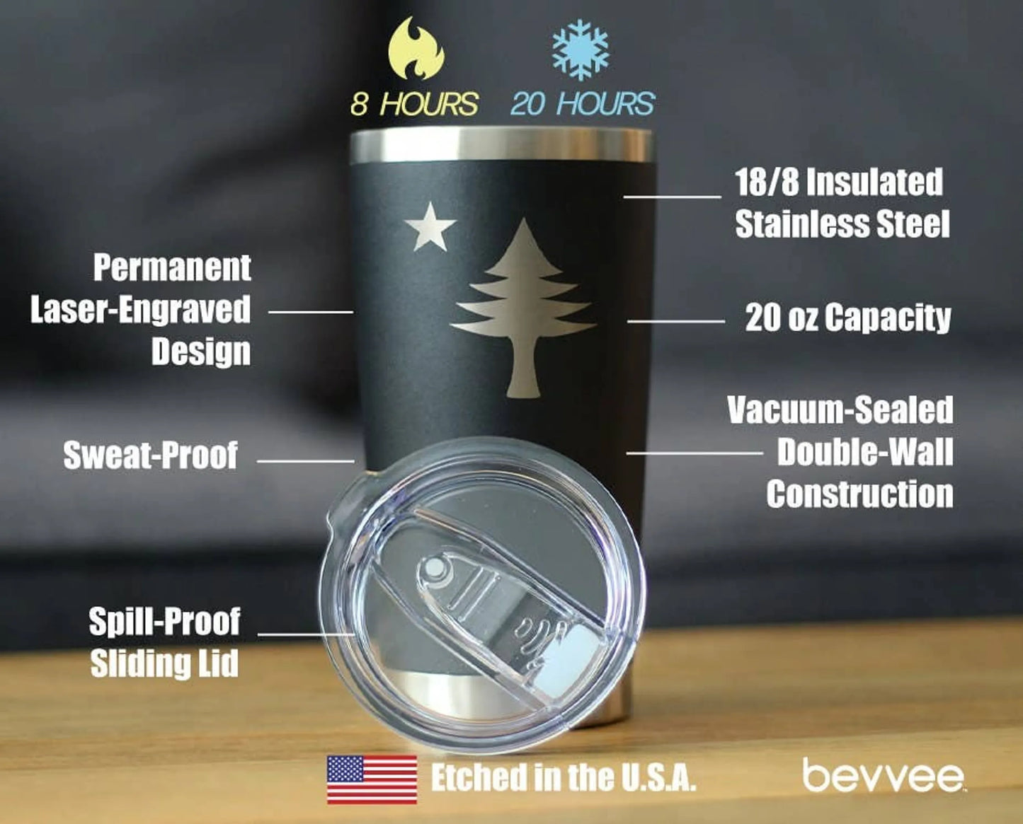Flag of Maine Insulated Travel Tumbler - Mainers Gifts