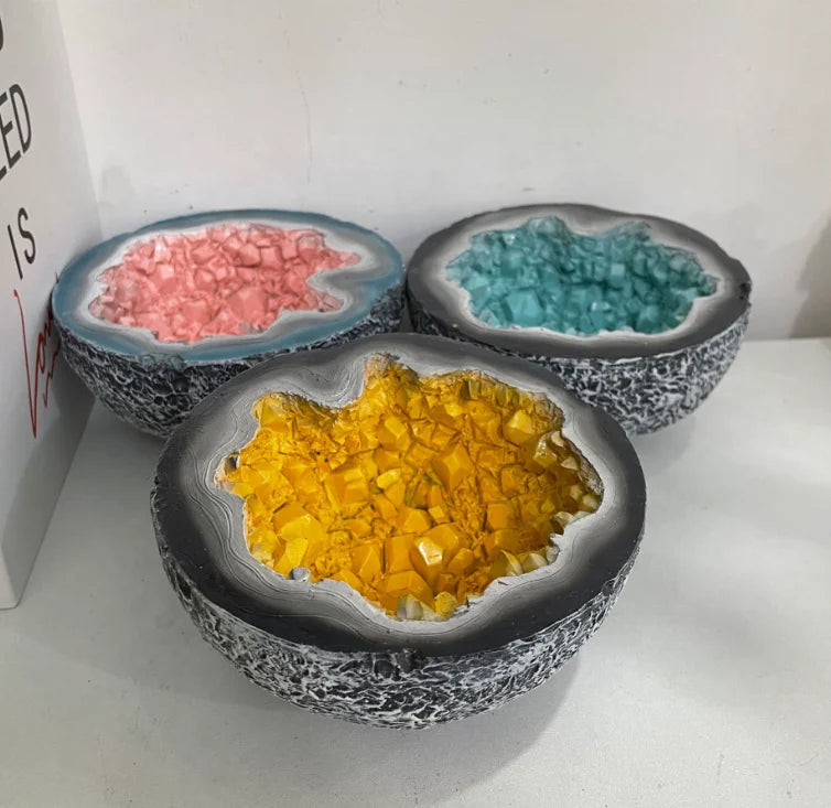 Creative Candle Bowl Retro Resin Artifact Crystal Geode Candle Home Decor Tabletop Decor