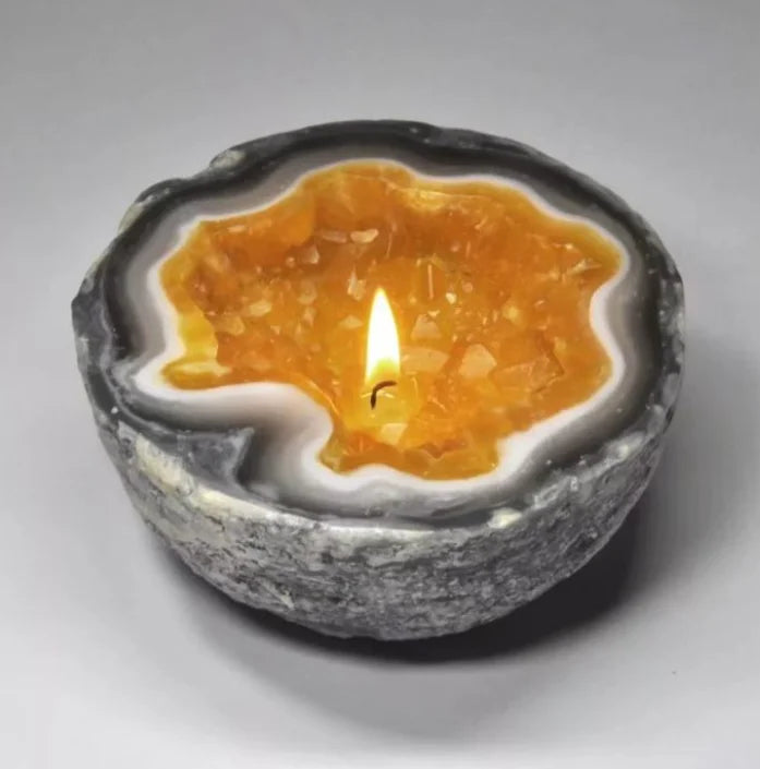 Creative Candle Bowl Retro Resin Artifact Crystal Geode Candle Home Decor Tabletop Decor