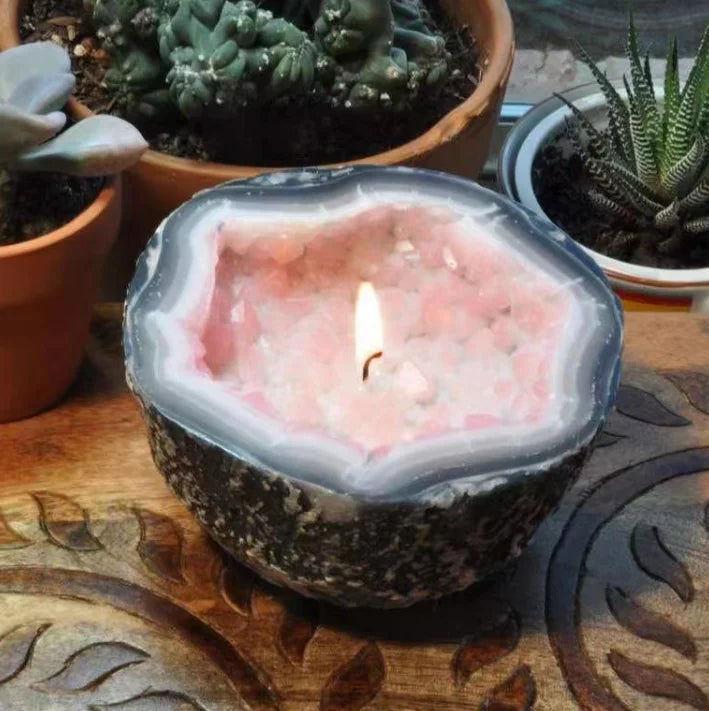 Creative Candle Bowl Retro Resin Artifact Crystal Geode Candle Home Decor Tabletop Decor