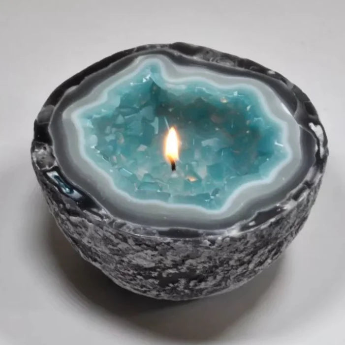 Creative Candle Bowl Retro Resin Artifact Crystal Geode Candle Home Decor Tabletop Decor