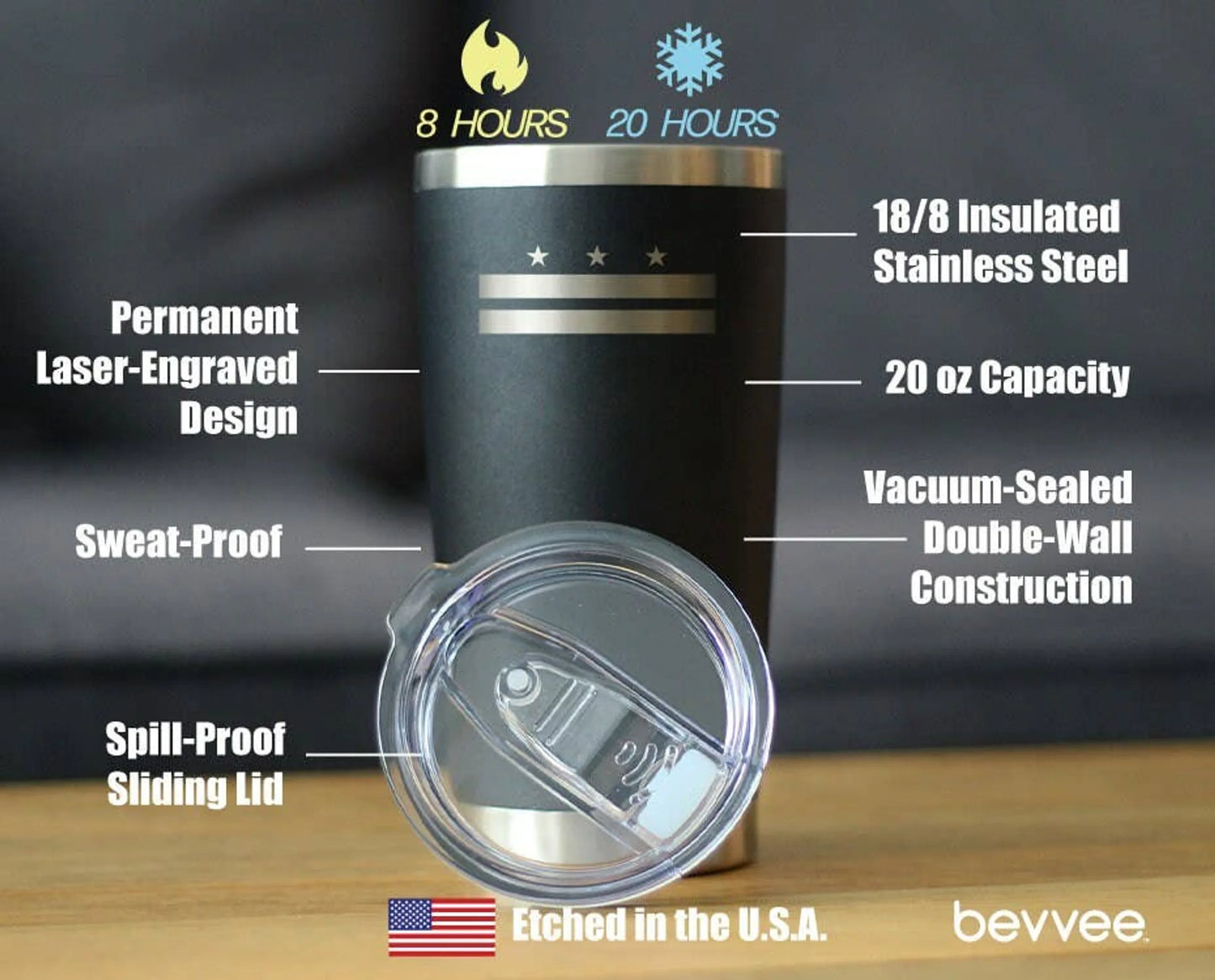 Washington DC Flag Insulated Travel Tumbler -  Gifts
