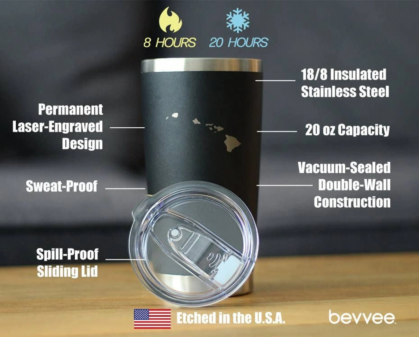 Hawaii Outline Insulated Travel Tumbler - Hawaiian Gifts