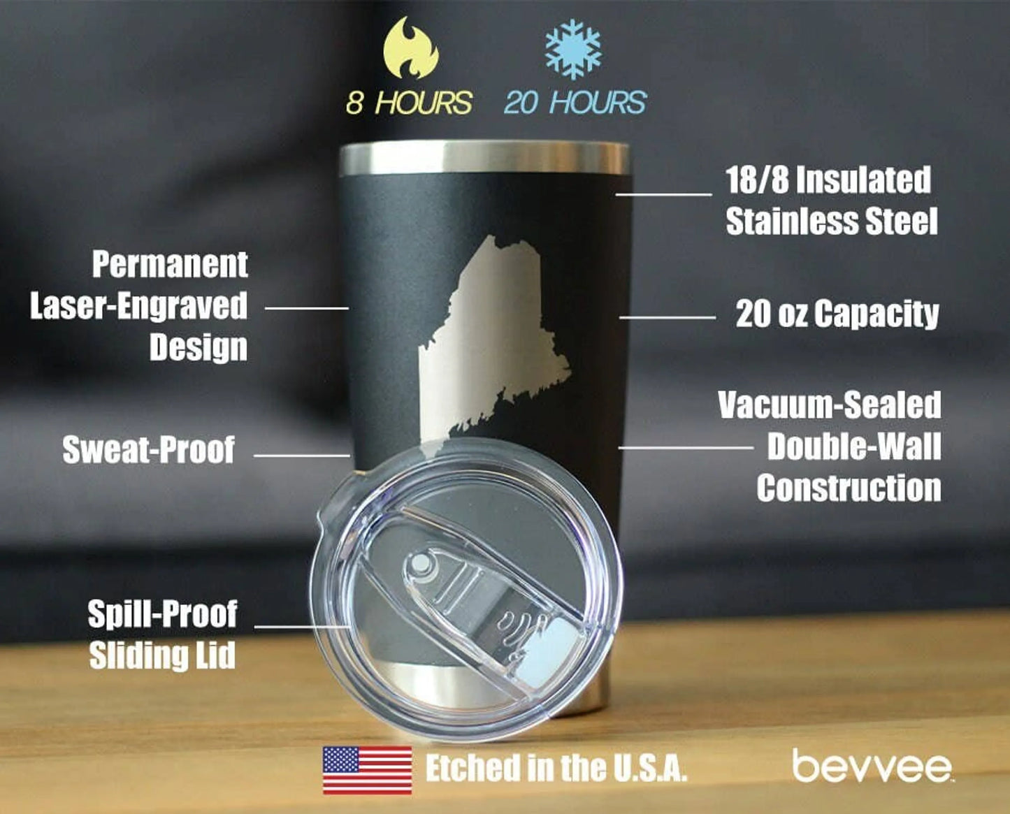 Maine Outline Insulated Travel Tumbler - Mainers Gifts