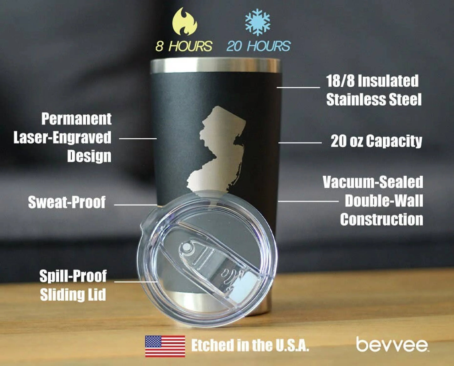 New Jersey Insulated Travel Tumbler - New Jerseyans Gifts
